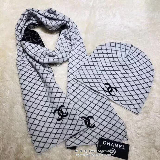 CHANEL香奈兒 2018秋冬專櫃款針織毛線帽加圍巾 LLWJ5647